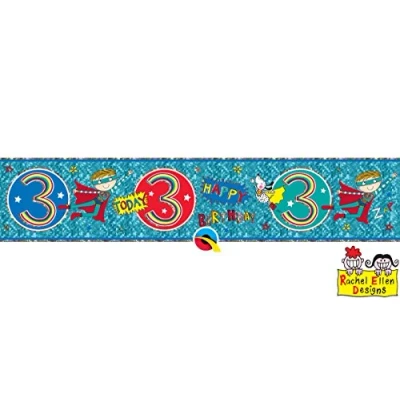 Image of Folat 25022Q 3rd Birthday Banner Superheroes 2.6 m, Blue