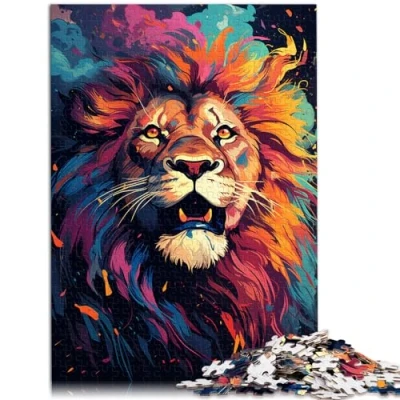 Image of puzzle Jigsaw Colorful psychedelic lion head Puzzles for Adults 1000 Pieces wooden Home Decoration 1000pcs（50x75cm）