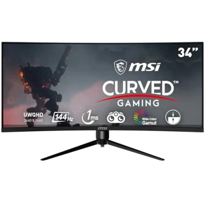 Image of MSI Optix MAG342CQR 1500R Curvature 21:9 Aspect Ratio Narrow Bezel 1ms 3440 x 1440 (UWQHD) 144Hz Refresh Rate Tilt/Swivel/Height/Pivot Adjustment 34&quot; AMD Freesync Gaming Curved Monitor, Black