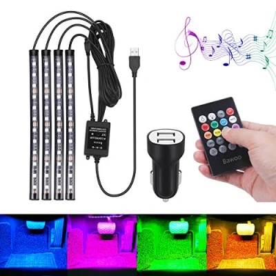Image of Car Interior Lighting Led Atmosphere Light, Bawoo Strip Light Lights USB Port Charger Bar with Remote Control