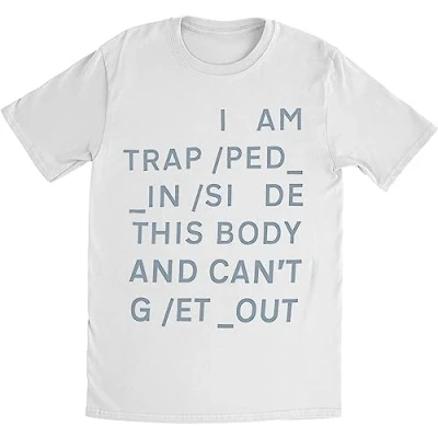 Image of Paradiso Clothing Radiohead Trapped Print Tshirt, Size: Small, White