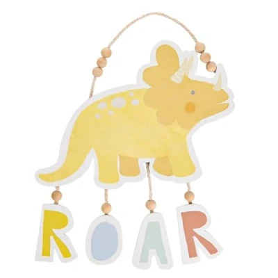 Image of Widdop Petit Cheri Wooden Dinosaur Hanging Plaque 30cm x 20cm New Born Baby Shower Present Nursey Décor Children&#039;s Room Decoration Kids Bedroom