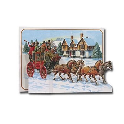 Image of Stage Coach Pictoria Press 3D Pop Up Christmas Greeting Card Stagecoach