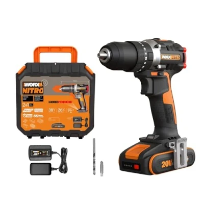 Image of WORX WX355.1 20V 55Nm Cordless Brushless Combi Hammer Impact Drill with 2.0Ah Battery, Charger &amp; Case (20 Torque Settings)