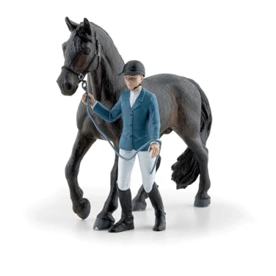 Image of PAPO Hand Painted Figurine Penelope and Blacky Equestrian World Collectible for Children Boys Girls Ages 3 Up