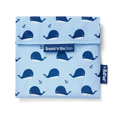 Image of Roll&#039;eat ® Reusable Snack Bag Kids Snacks Container Eco Friendly Food for Storage Whales Holder Snack&#039;n&#039;Go Duo Animals