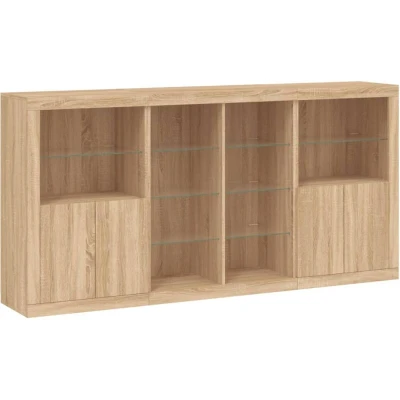 Image of vidaXL Sideboard with LED Lights Sonoma Oak 202x37x100 cm