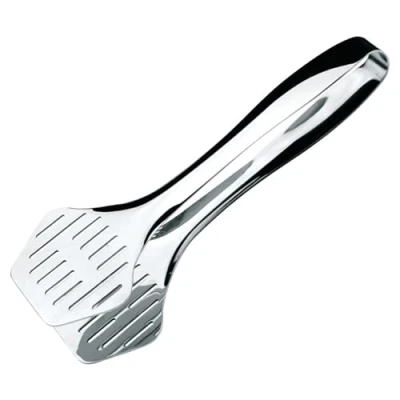 Image of Commichef Deluxe Chrome Plated Hamburger Tongs, Stainless Steel, 24cm