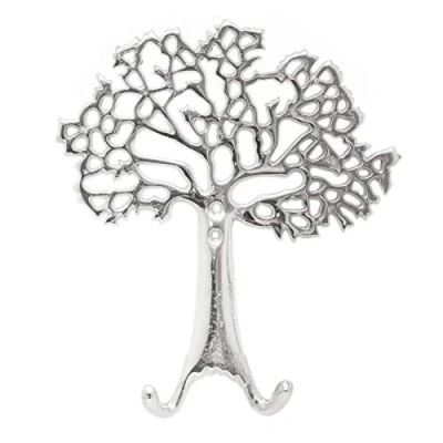 Image of Carousel Home Gifts Stunning Aluminium Tree of Life Wall Hook Mounted Coat Hanger Pegs Decorative Silver Metal Door Hooks