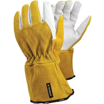 Image of Ejendals Tegera S/G Goatskin Ch/B Gloves Yellow White Size 9