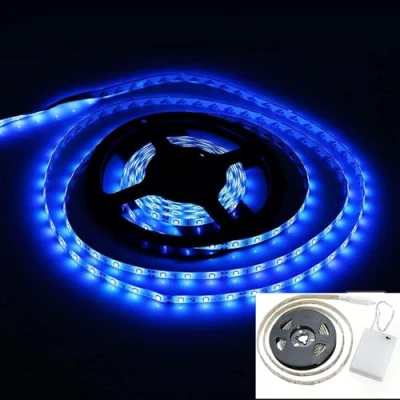 Image of Mixtooltoys LED Strip Lights Battery Powered, Rope Light 1M 30 5050 SMD Flexible TV Backlight Self Adhesive for Kitchen Bedroom Cabinet Bar Decor (Blue)