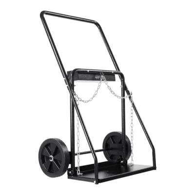Image of VEVOR Dual Welding Cylinder Cart, Oxygen Acetylene Tank Cart with 440LBS Static Weight Capacity, 10 Inch Solid Wheels and Storage Safety Chains, Suitable for Double 12.5 Dia. Gas Cylinders