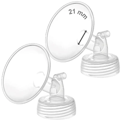 Image of 2X 21 mm Maymom Wide Neck Pump Parts for Spectra S1/S2 Pumps; Incl Mouth Flanges; Not Original Flange; Replaces Shield (21 Small Flange)