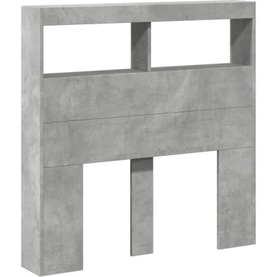 Image of vidaXL Headboard Cabinet with LED Concrete Grey 100x17x102 cm