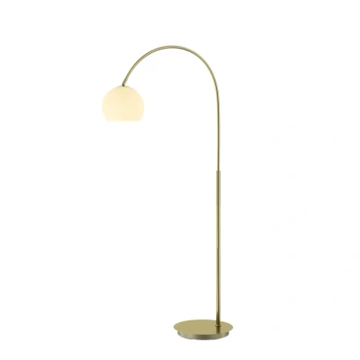 Image of Lindby arc lamp Cynthia, brass coloured, glass, 140 cm, E27