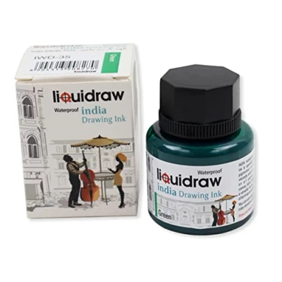 Image of Liquidraw Coloured Drawing Ink India Ink, Waterproof 20 Assorted Colours, 35ml Indian Inks for Artists (Green)