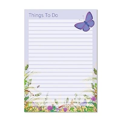 Image of Exacompta Ref GS008Z A5 Things To Do Notepad, 90gsm Paper 149mm x 210mm, 40 Sheets of Lined with a Butterfly Design, Great for Getting Organised