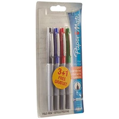 Image of Paper Mate Flair Ultra Fine Fibre Tip Pen 0.5mm Assorted Standard Colours (Pack of 3 + 1)