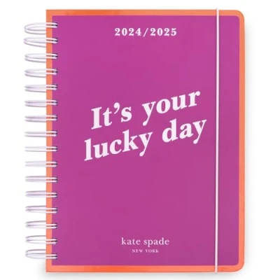 Image of Kate Spade New York Daily Planner 2024 2025, Large August December Hardcover Spiral Planner, Weekly with Monthly Calendar, Stickers, &amp; Pockets (Your Lucky Day)