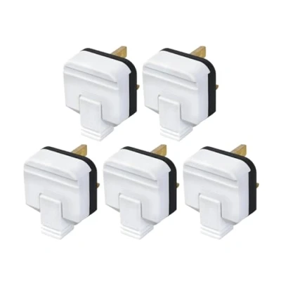 Image of Permaplug White Heavy Duty Plug Top 13A 13 Amp Fused 3 Pin Pack of 5