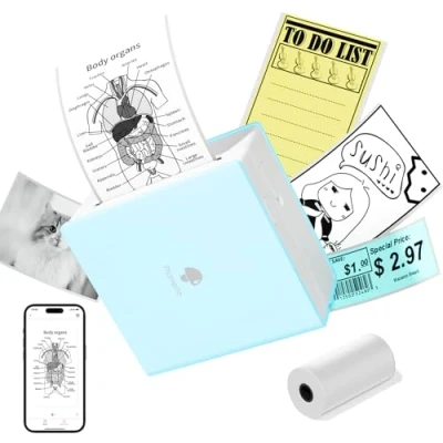 Image of Phomemo Mini Printer M02 Pocket Sticker Printer, 203dpi Thermal Instant Photo Small Bluetooth Wireless Picture Portable Phone Work with &amp; Tablet, Green