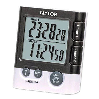 Image of DevaCurl Taylor Precision Products Dual Event Timer, 18/8 Stainless Steel, Black, 2