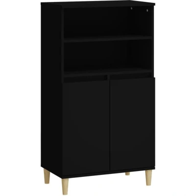 Image of vidaXL Highboard Sideboard Storage Cabinet, Versatile Solution, Engineered Wood Construction, 6 Compartments, Ideal for Living Room and Bedroom Black