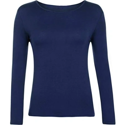 Image of Hiffy Kids Unisex Plain Basic Top Long Sleeve Girls Boys Uniform T Shirt Tops (Navy, 7 8 Years)