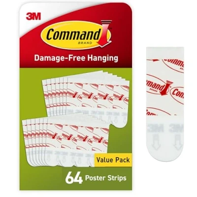 Image of Command Small White Poster Strips, Indoor Use, 64 strips (PH024 64NA)