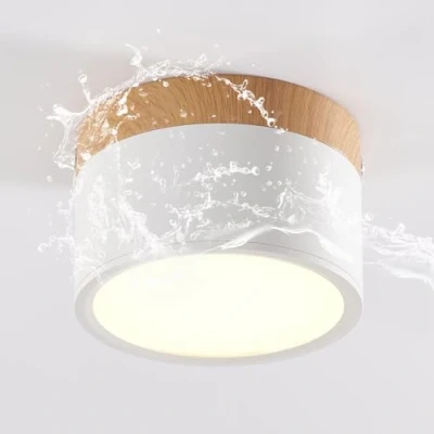 Image of Schindora LED Ceiling Light,Surface Mounted Wood Decor Spotlight,Mini Round White lamp,Warm 3000K,12W.