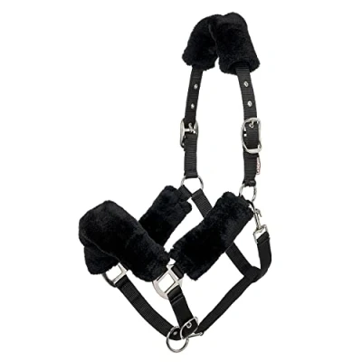 Image of LeMieux Comfort Headcollar for Horses Black Soft Fleece Lining Adjustable &amp; Durable X Full