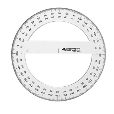 Image of Westcott E 10136 00 Full Circle Protractor in Plastic 15 cm Clear