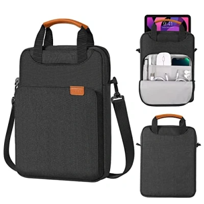 Image of MoKo 9 11 Tablet Shoulder Sleeve Bag,Fits New inch iPad Pro/Air M4/M2 2024,iPad 9/8th 10.2,iPad Air 5/4th 10.9,iPad 10th 10.9,Tab S8/S9 11,Polyester Bag with Concealed Hand Strap, Black &amp; Gray