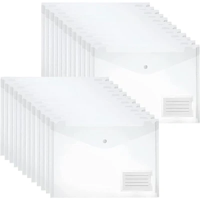 Image of Plastic Wallets Folders 38 Pcs A4 Clear Popper Wallet Document Folder with Button Closure AVARTEK