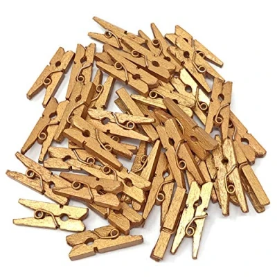 Image of 25mm Mini Bronze Wooden Clothes Peg Craft For Vintage Wedding Party Decoration Scrapbook (100)
