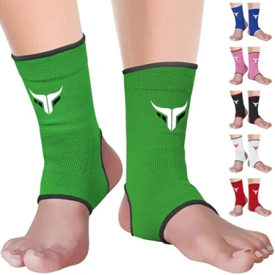 Image of Mytra Fusion Ankle Support MMA Muay Thai kick Boxing training Brace Breathable Elasticated Compression Foot (Green, S/M)
