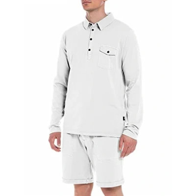 Image of REPLAY Men&#039;s M6453 Polo Shirt, Optical White 001, M