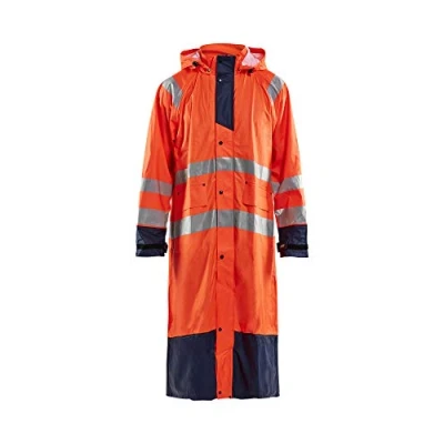 Image of Blakläder 432520005389X Large High Vis Raincoat &quot;level 1&quot;, Orange/Navy Blue, X