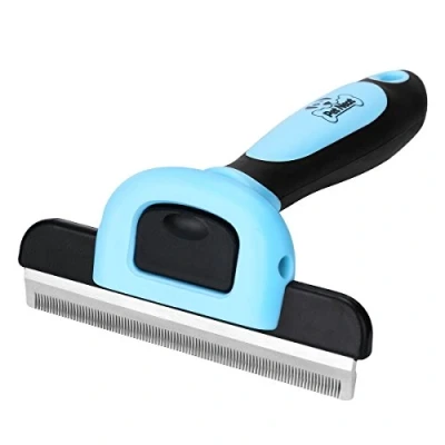 Image of Pet Grooming Brush Effectively Reduces Shedding by Up to 95% Professional Deshedding Tool for Dogs and Cats (Blue)