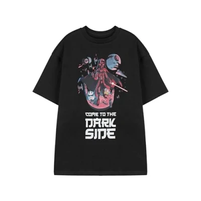 Image of Star Wars Mens Black Short Sleeved T Shirt Graphic Tee with Come to The Dark Side Design Darth Vader Luke Skywalker Movie Merchandise Sci Fi Apparel for Men &amp; Fans of Galactic Empire