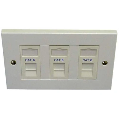 Image of Comms2Go CAT6 Triple Port Faceplate Socket RJ45 Ethernet Network Face Plate Module (3 port)