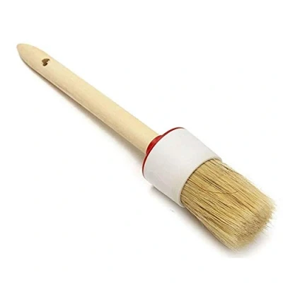 Image of Wooden Handle Wax Brush Round Paint Chalk Oil Bristle Tool Kit for Coating Clearning, Shabby Chic, Restoration Projects