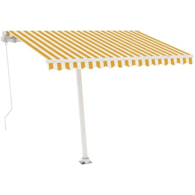 Image of vidaXL Manual Retractable Awning with LED 300x250 cm Yellow and White