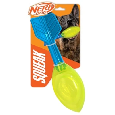 Image of Nerf Dog Vortex Ball with Loud Squeaker, 12 Inch Durable Interactive Fetch Toy for Dogs, Light Blue/Green