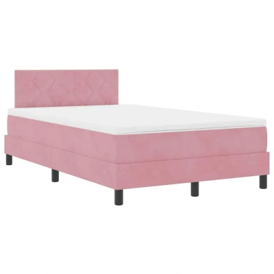 Image of vidaXL Box Spring Bed with Mattress Pink 120x200 cm Velvet
