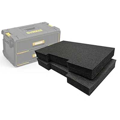 Image of Shadow Foam Easy Peel Inserts for DeWalt ToughSystem Drawers [Black 50mm Twin Pack] Tool Organisation, Kaizen, 5s, Storage &amp; Boxes