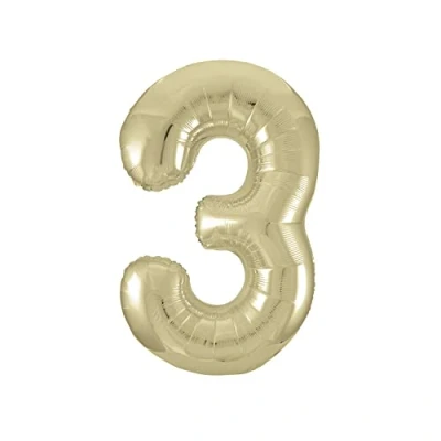 Image of Gold Number 3 Shaped Large Foil Balloon (86cm) 1 Piece Perfect for Birthday Parties and Special Events, 34 Inch