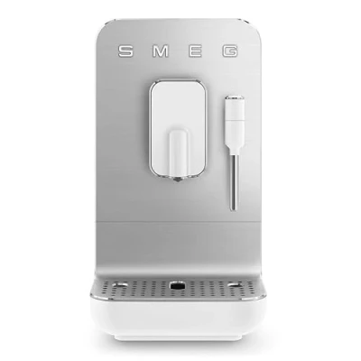 Image of Smeg BCC12WHMUK Espresso Automatic one touch Coffee Machine with Thermoblock technology Built in grinder from beans/Milk Frothing Nozzle Matt White