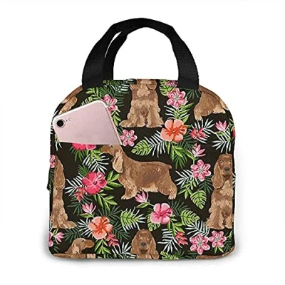 Image of LOUJIN Lunch Bag Cocker Spaniel Tote Boxes Reusable Insulated Cooler Water Resistant Thermal Meal Snack
