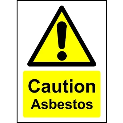 Image of Caution Asbestos Safety Sign Self Adhesive Stickers 150mm x 100mm